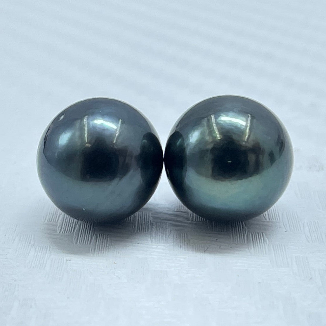 10.80 MM Size | Black | Round Shape | Natural Tahitian Pearl Pair | Good Luster | Saltwater Pearl |