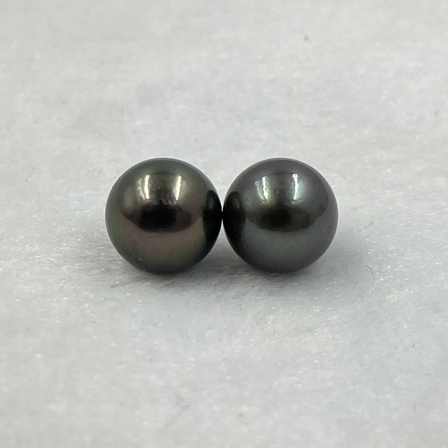 10.25 MM Size | Black | Round Shape | Natural Tahitian Pearl Pair | Good Luster | Saltwater Pearl |