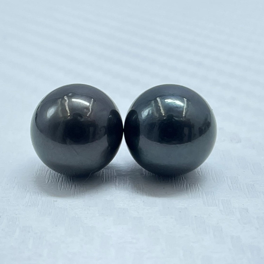 10.5 MM Size | Black | Round Shape | Natural Tahitian Pearl Pair | Good Luster | Saltwater Pearl |