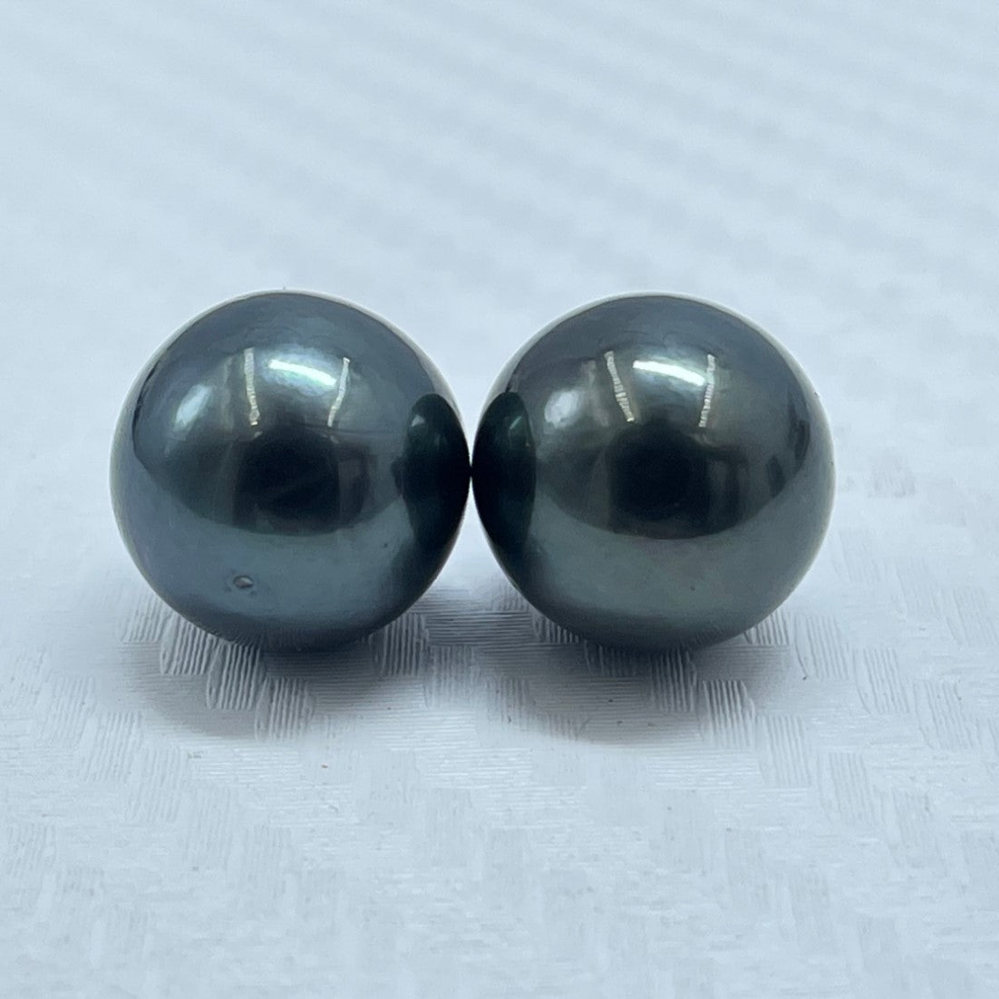 10.80 MM Size | Black | Round Shape | Natural Tahitian Pearl Pair | Good Luster | Saltwater Pearl |