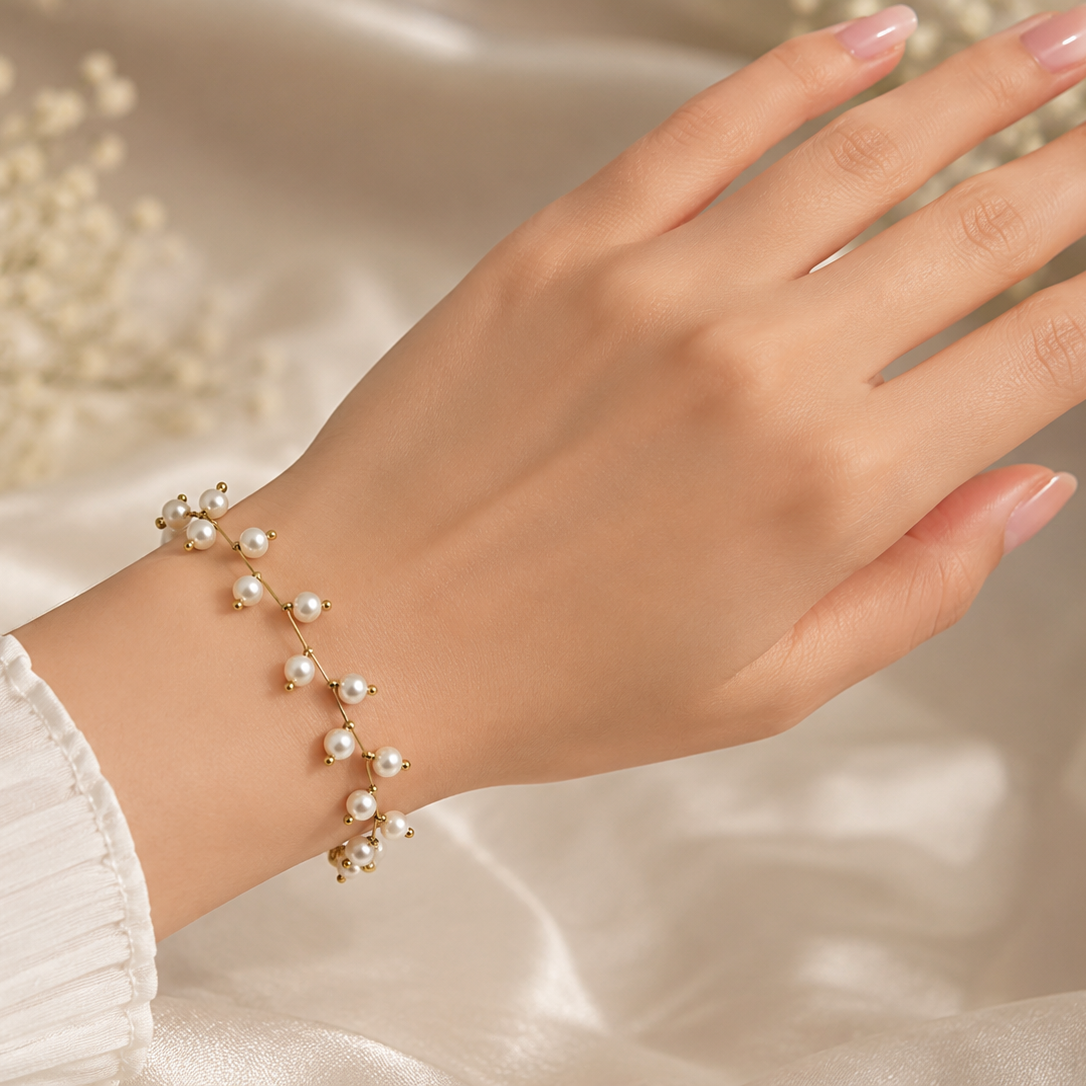 Freshwater Pearl Bracelet | Natural Pearl Bracelet | Elegant Handmade Pearl Jewelry | Classic Bracelet for Women |