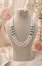 Natural Freshwater Pearl Necklace with imitation stone and pearl studs | Handmade Elegant Pearl Jewelry | Brass Lock