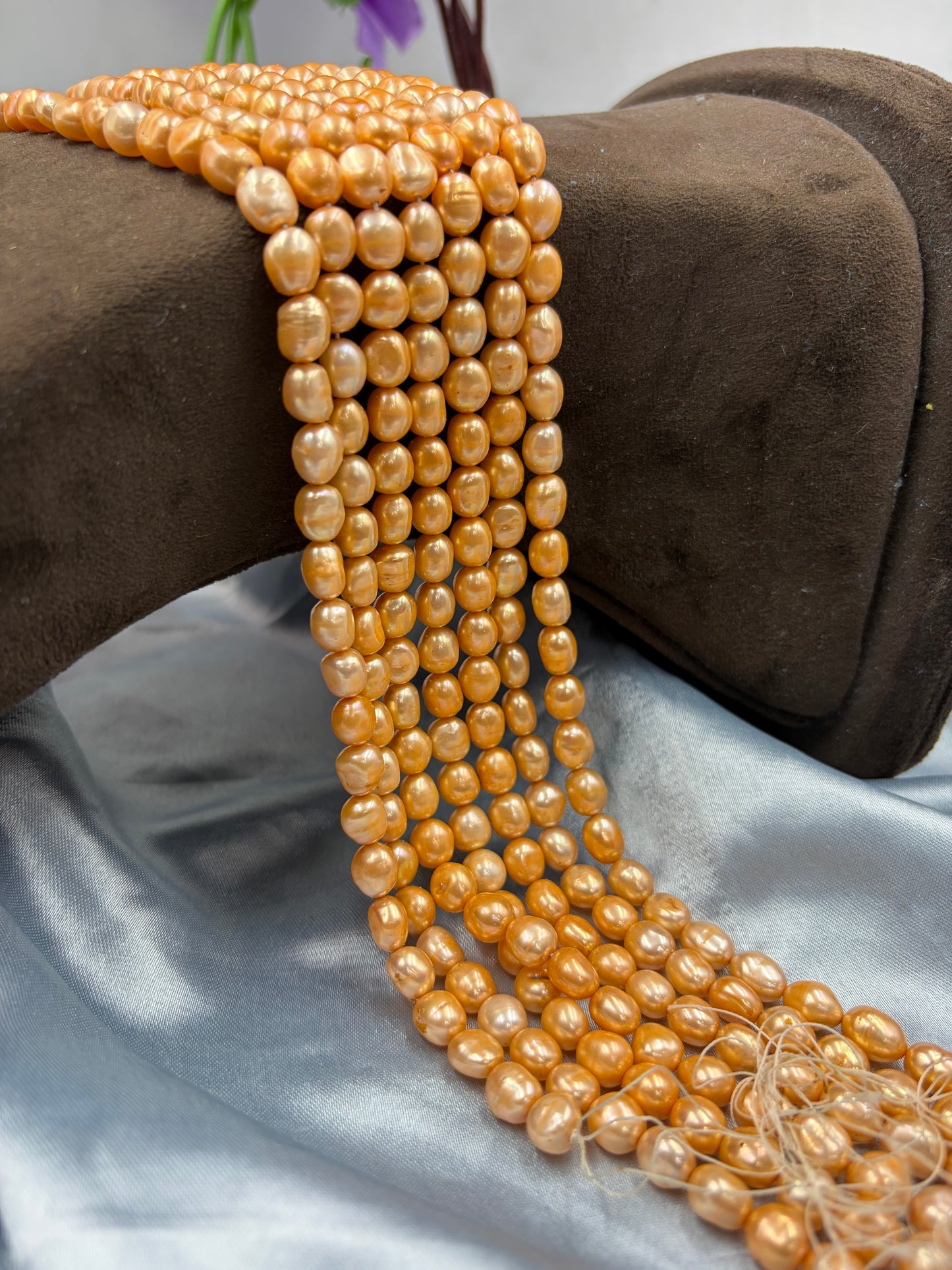 Freshwater Pearl ,  Orange Color, Tumble Shape, 2.25m Size
