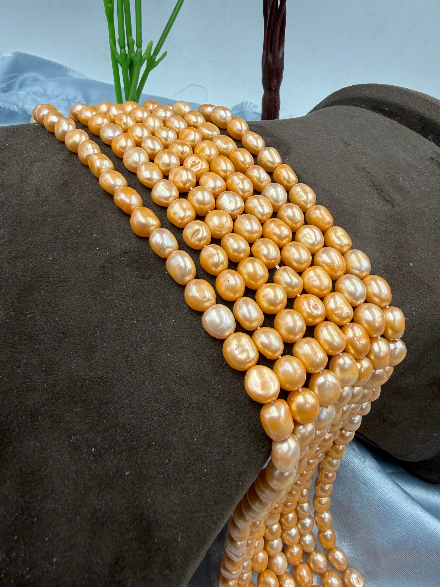 Freshwater Pearl ,  Orange Color, Tumble Shape, 2.25m Size