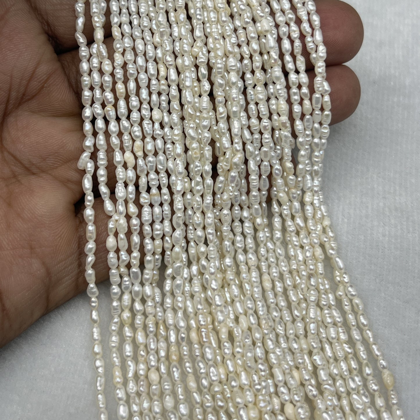 Fresh Water Pearl Off White Color, Rice Shape, Good Luster Pearl 2-2.5 MM Size