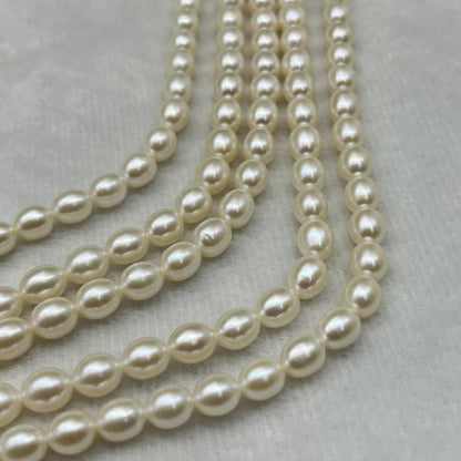 Fresh Water Pearl Cream Color, Rice Shape, AAA Luster Pearl, 6-6.5 MM Size