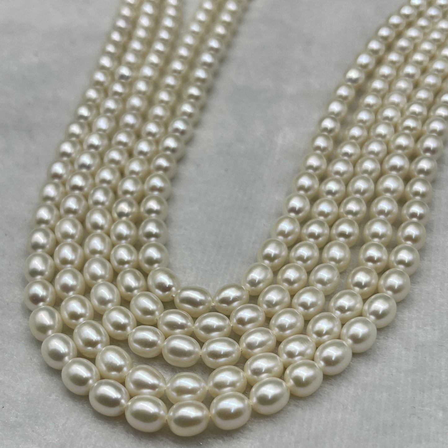 Fresh Water Pearl Cream Color, Rice Shape, AAA Luster Pearl, 6-6.5 MM Size