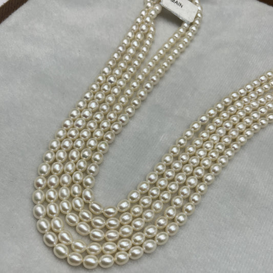 Fresh Water Pearl Cream Color, Rice Shape, AAA Luster Pearl, 6-6.5 MM Size