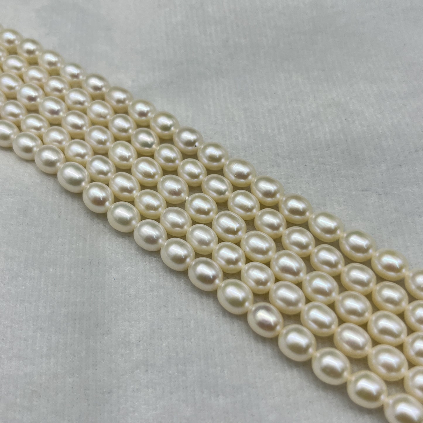 Fresh Water Pearl Cream Color, Rice Shape, AAA Luster Pearl, 6-6.5 MM Size