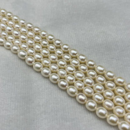 Fresh Water Pearl Cream Color, Rice Shape, AAA Luster Pearl, 6-6.5 MM Size
