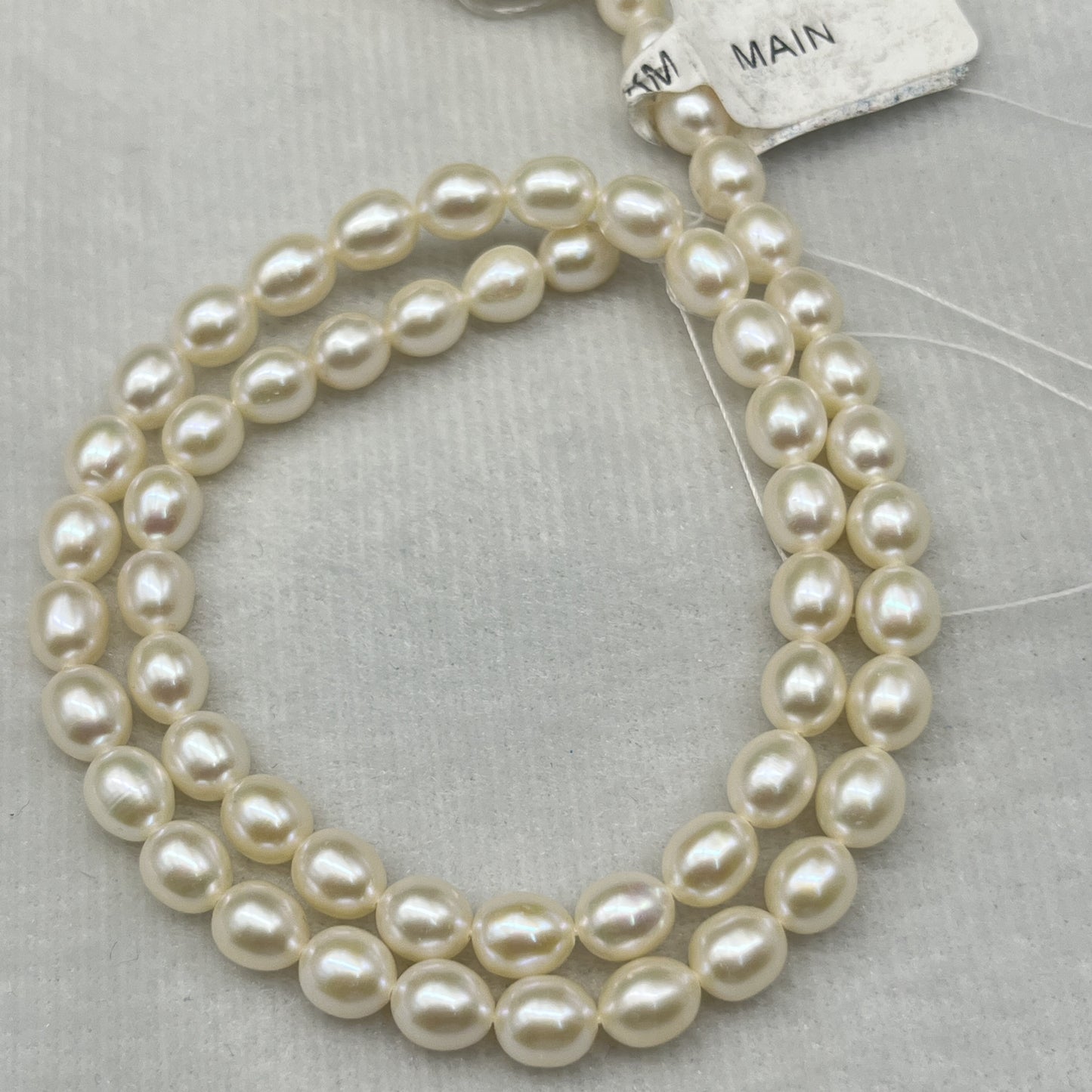 Fresh Water Pearl Cream Color, Rice Shape, AAA Luster Pearl, 6-6.5 MM Size