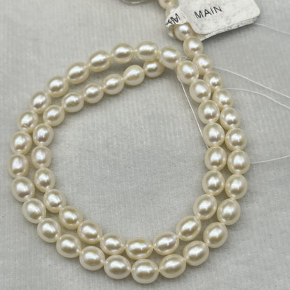 Fresh Water Pearl Cream Color, Rice Shape, AAA Luster Pearl, 6-6.5 MM Size
