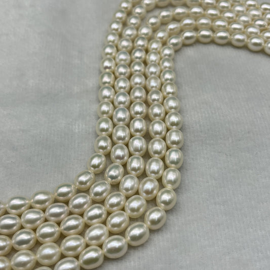 Fresh Water Pearl Cream Color, Rice Shape, Good Luster Pearl 7 MM Size