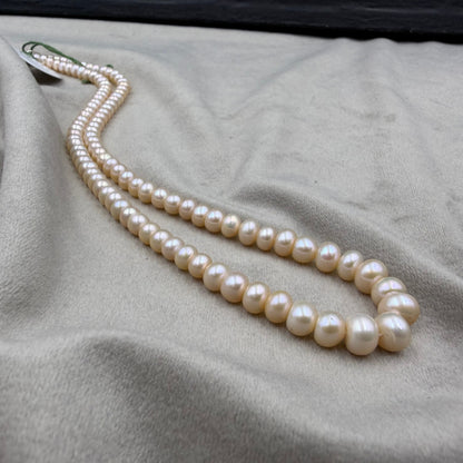Peach Freshwater Pearl Graduation Necklace | Genuine Cultured Pearl Strand | Handmade Women's Jewelry
