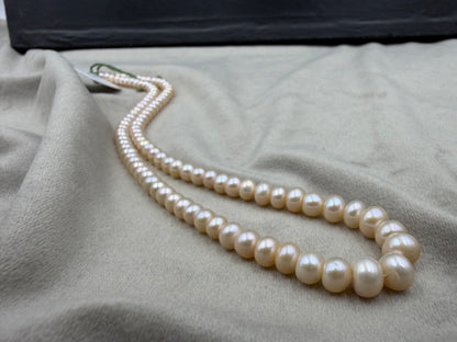 Peach Freshwater Pearl Graduation Necklace | Genuine Cultured Pearl Strand | Handmade Women's Jewelry