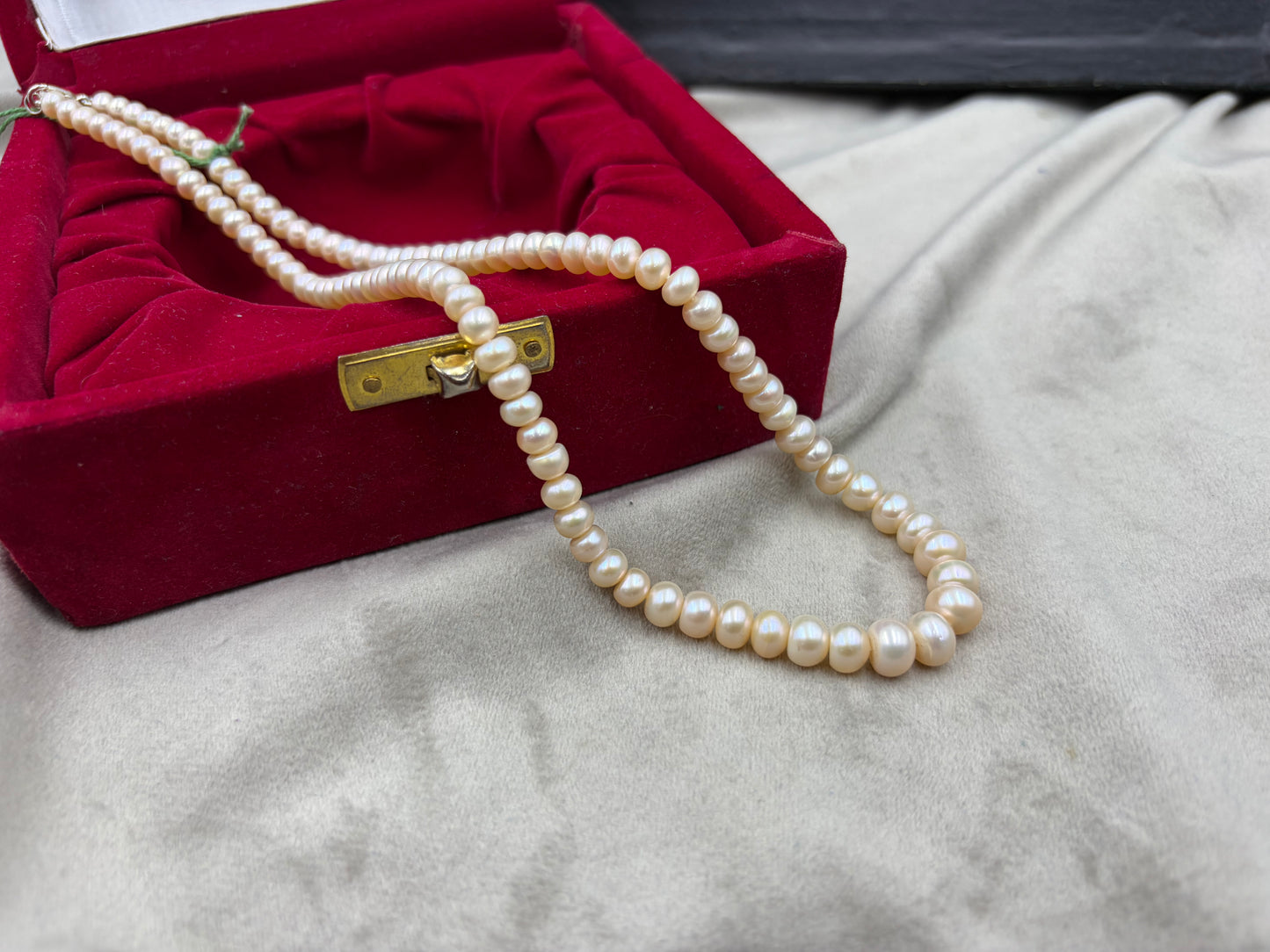 Peach Freshwater Pearl Graduation Necklace | Genuine Cultured Pearl Strand | Handmade Women's Jewelry