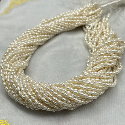 Fresh Water Pearl Cream Color, Rice Shape, AA Luster Pearl, 3 MM Size