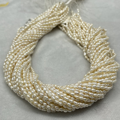 Fresh Water Pearl Cream Color, Rice Shape, AA Luster Pearl, 3 MM Size