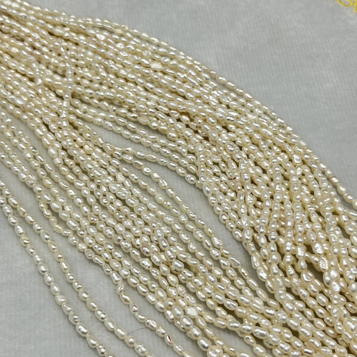 Fresh Water Pearl Cream Color, Rice Shape, AA Luster Pearl, 3 MM Size