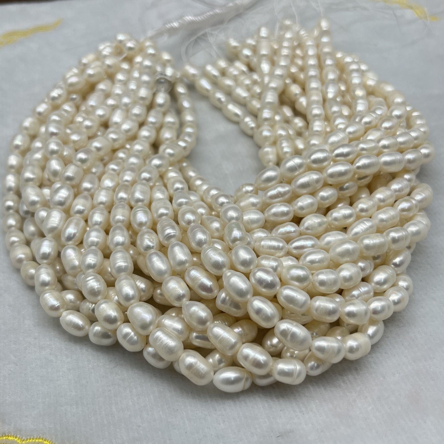 Fresh Water Pearl White Color, Rice Shape, A Luster Pearl, 6-7 MM Size