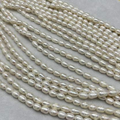 Fresh Water Pearl White Color, Rice Shape, A Luster Pearl, 6-7 MM Size