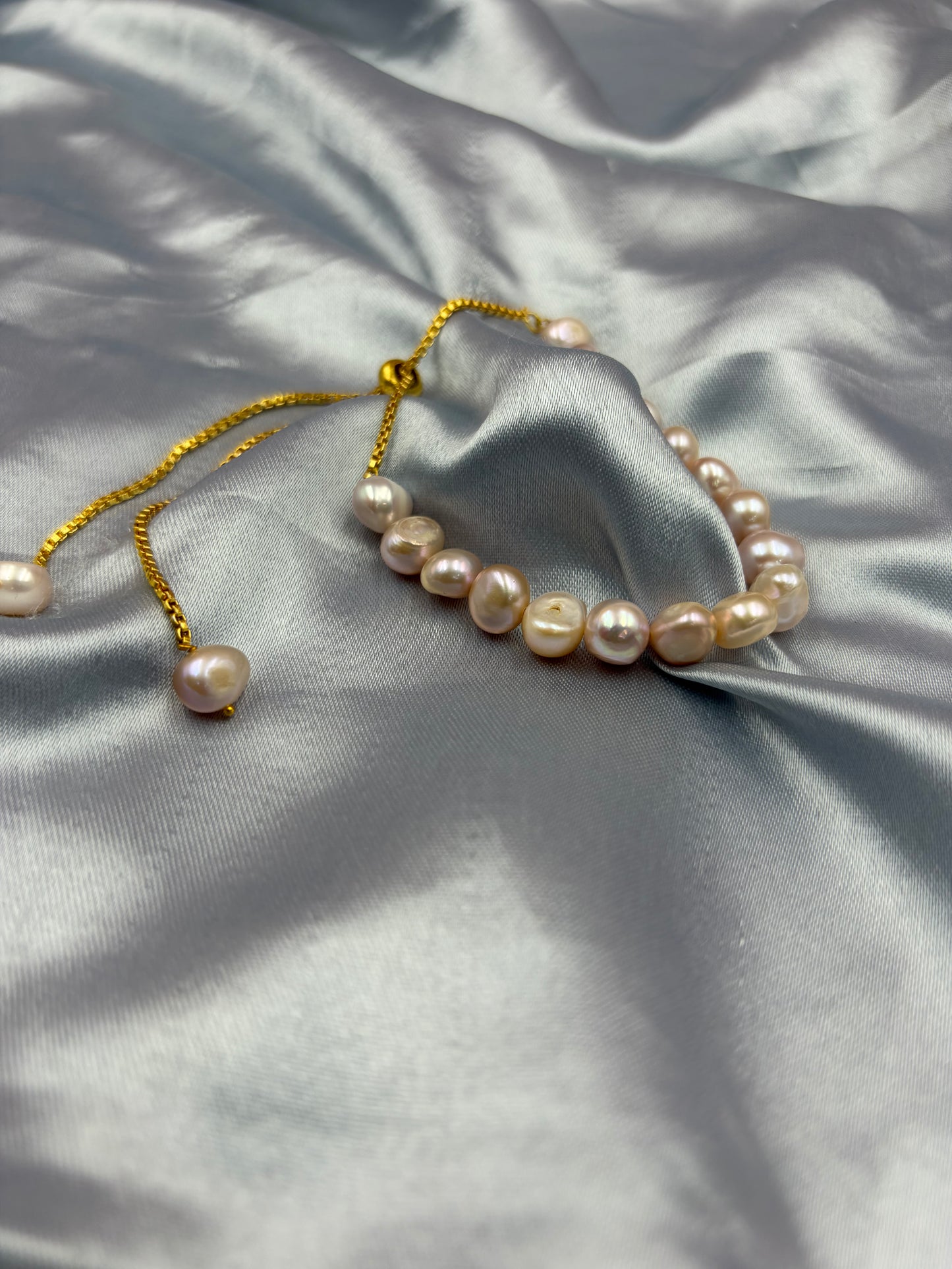 Natural Freshwater Tumble Pearl Bracelet | Adjustable  Bracelet | Handmade Pearl Jewelry for Women