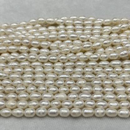 Fresh Water Pearl White Color, Rice Shape, A Luster Pearl, 6-7 MM Size