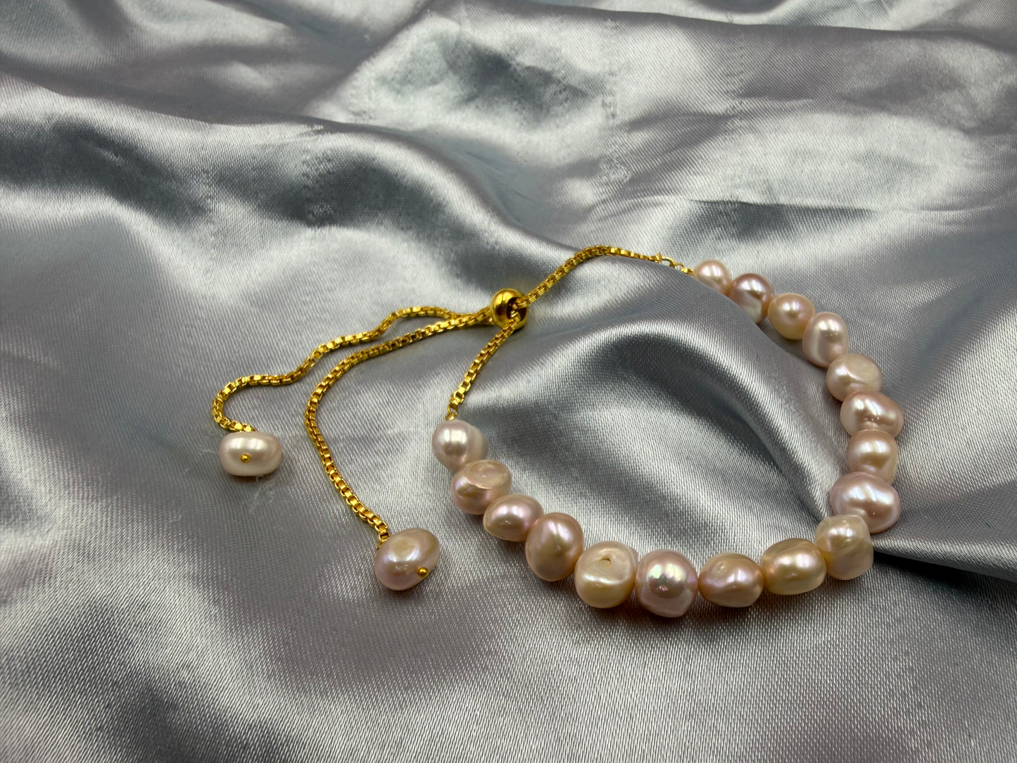 Natural Freshwater Tumble Pearl Bracelet | Adjustable  Bracelet | Handmade Pearl Jewelry for Women