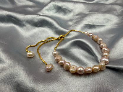 Natural Freshwater Tumble Pearl Bracelet | Adjustable  Bracelet | Handmade Pearl Jewelry for Women