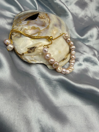 Natural Freshwater Tumble Pearl Bracelet | Adjustable  Bracelet | Handmade Pearl Jewelry for Women