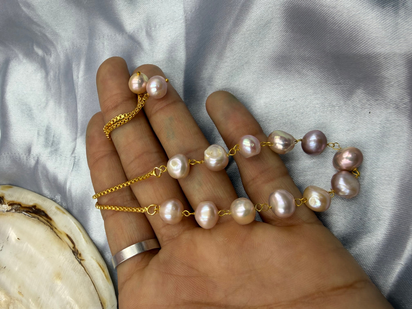 Natural Freshwater Tumble Pearl Bracelet | Adjustable  Bracelet | Handmade Pearl Jewelry for Women