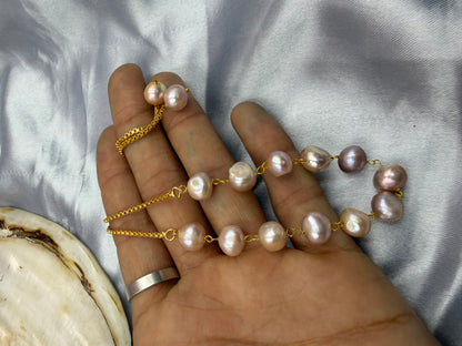 Natural Freshwater Tumble Pearl Bracelet | Adjustable  Bracelet | Handmade Pearl Jewelry for Women