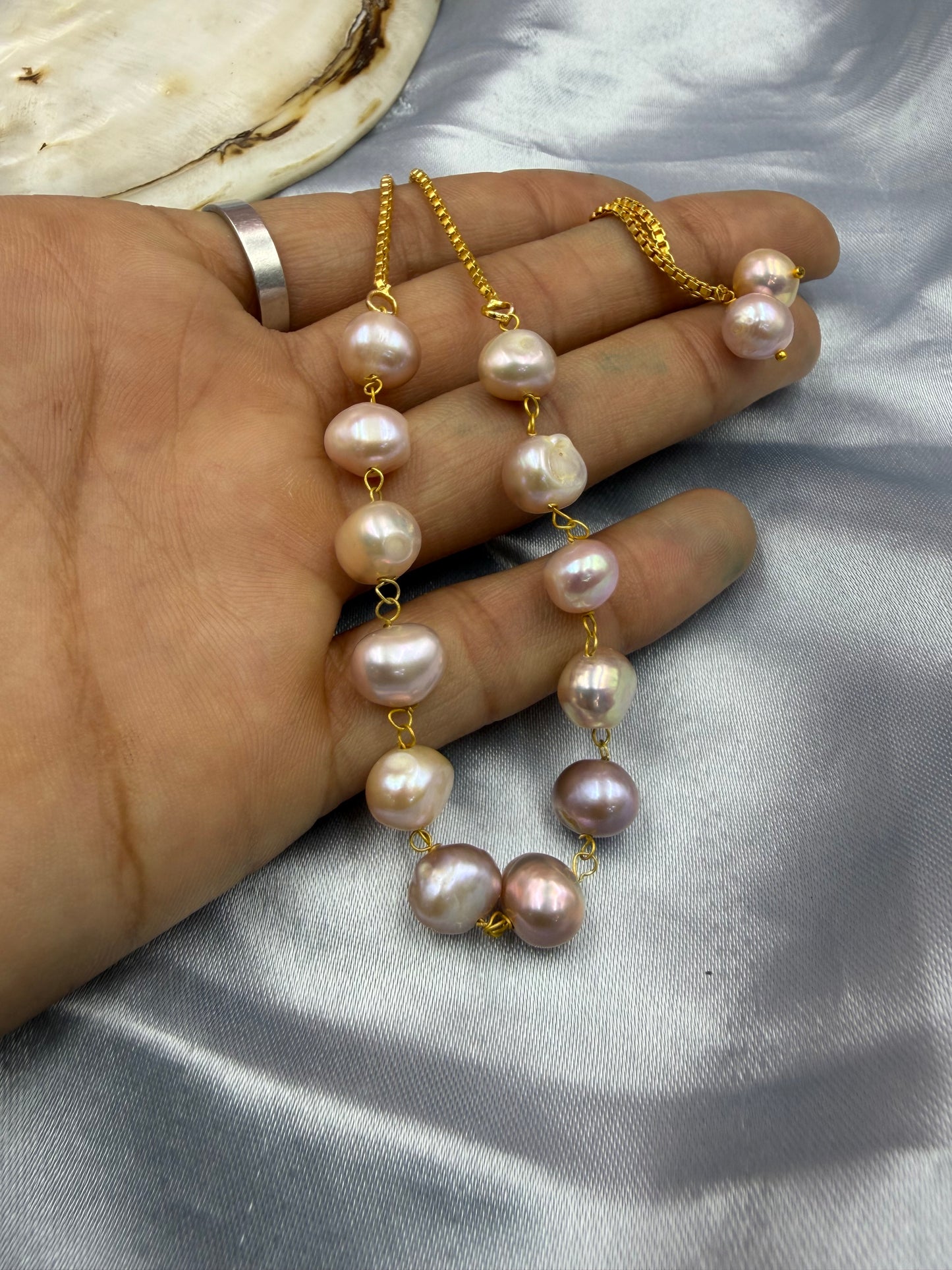 Natural Freshwater Tumble Pearl Bracelet | Adjustable  Bracelet | Handmade Pearl Jewelry for Women