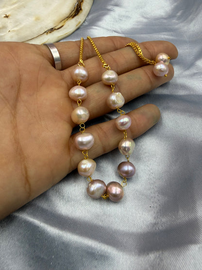Natural Freshwater Tumble Pearl Bracelet | Adjustable  Bracelet | Handmade Pearl Jewelry for Women
