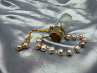 Natural Freshwater Tumble Pearl Bracelet | Adjustable  Bracelet | Handmade Pearl Jewelry for Women