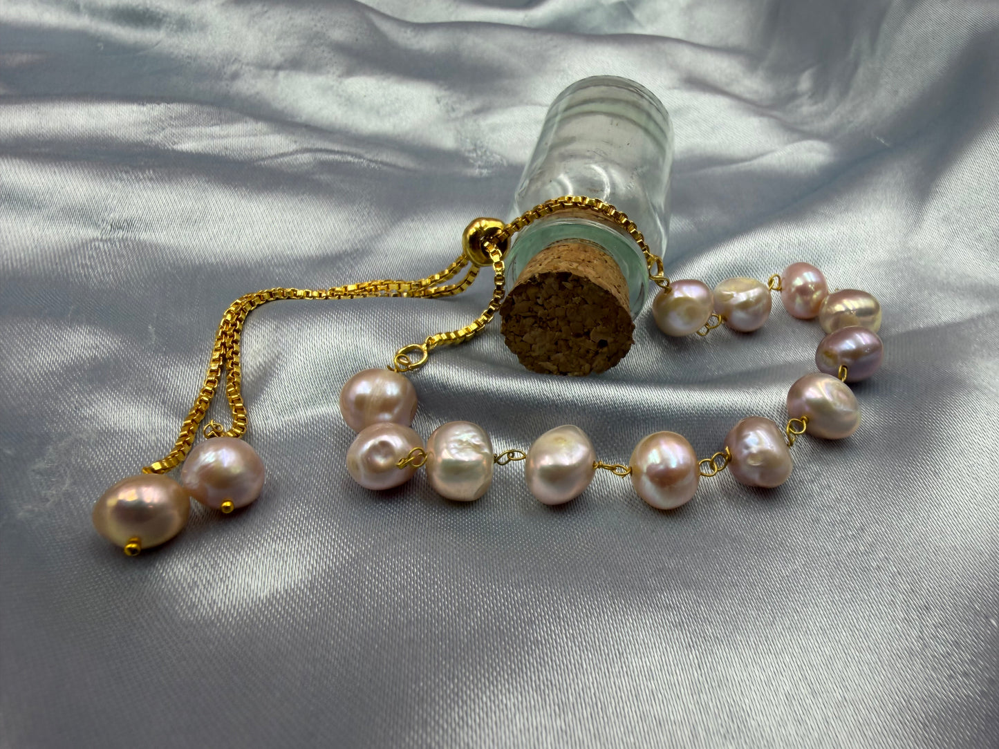 Natural Freshwater Tumble Pearl Bracelet | Adjustable  Bracelet | Handmade Pearl Jewelry for Women