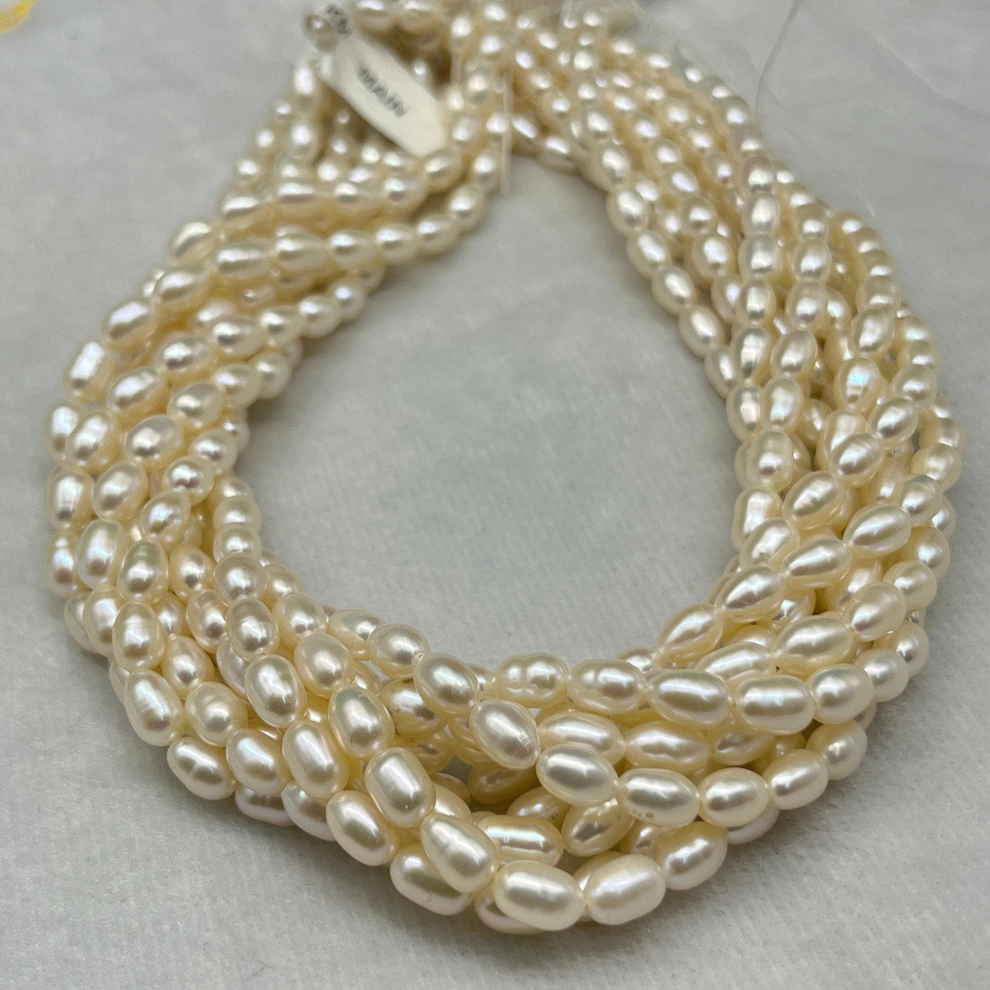 Fresh Water Pearl Cream Color, Rice Shape, AA Luster Pearl, 5-5.5 MM Size