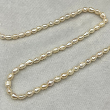 Fresh Water Pearl Cream Color, Rice Shape, A Luster Pearl, 4-4.5 MM Size