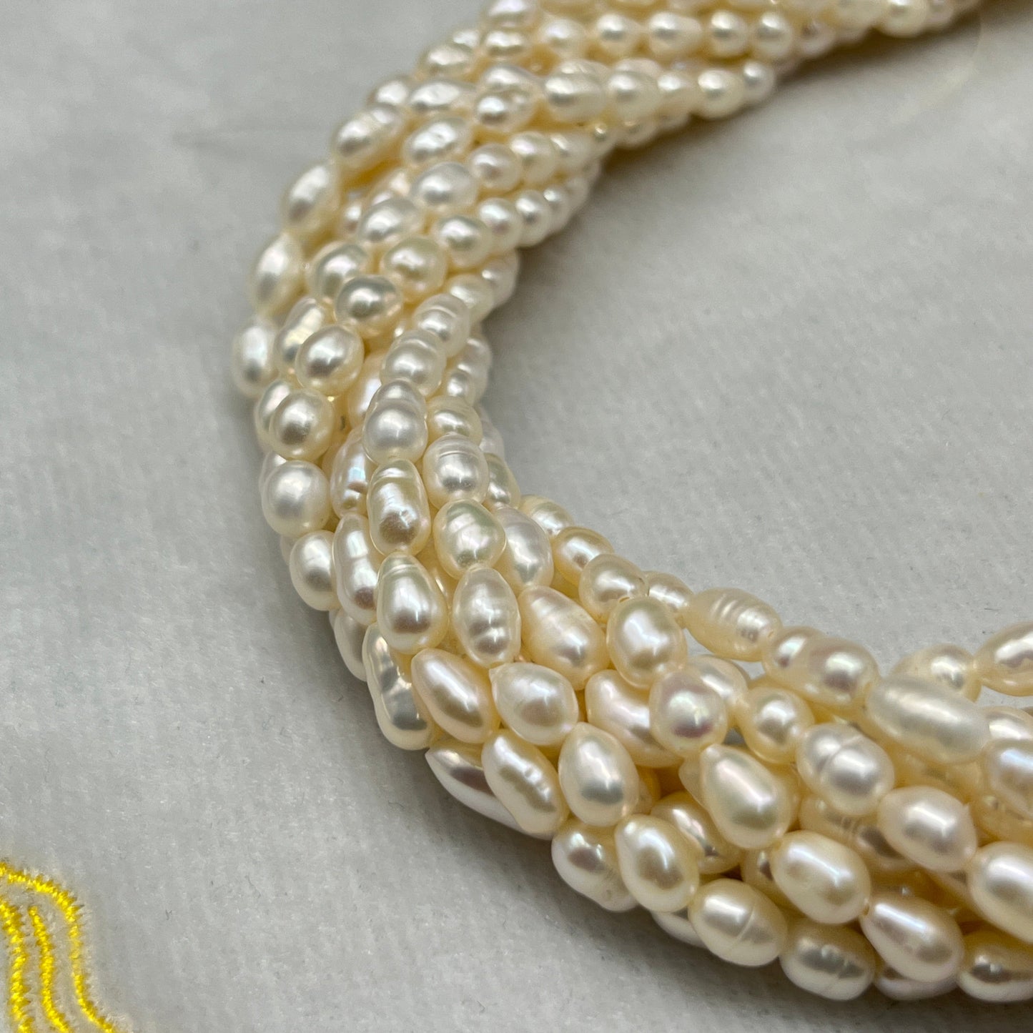 Fresh Water Pearl Cream Color, Rice Shape, A Luster Pearl, 4-4.5 MM Size