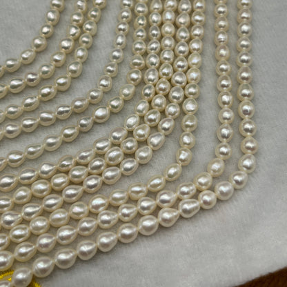 Fresh Water Pearl Cream Color, Rice Shape, AA Luster Pearl, 5.5-6 MM Size