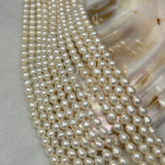 Fresh Water Pearl Cream Color, Rice Shape, AA Luster Pearl, 5.5-6 MM Size