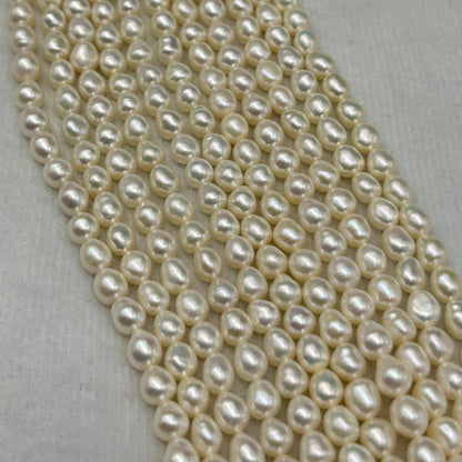 Fresh Water Pearl Cream Color, Rice Shape, AA Luster Pearl, 5.5-6 MM Size