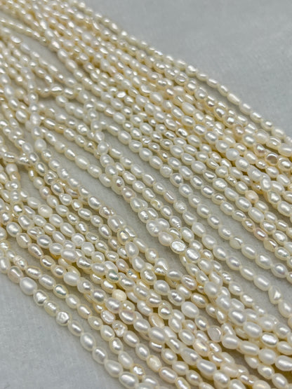 Fresh Water Pearl White Color, Rice Shape, AA Luster Pearl, 3.5 MM Size