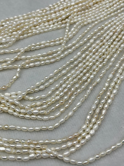 Fresh Water Pearl White Color, Rice Shape, AA Luster Pearl, 3.5 MM Size