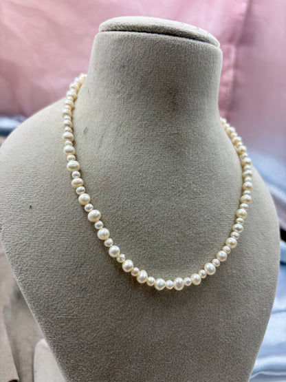 Natural Freshwater Pearl Necklace with pearl bracelet  and pearl earring | Handmade Elegant Pearl Jewelry | Brass Lock
