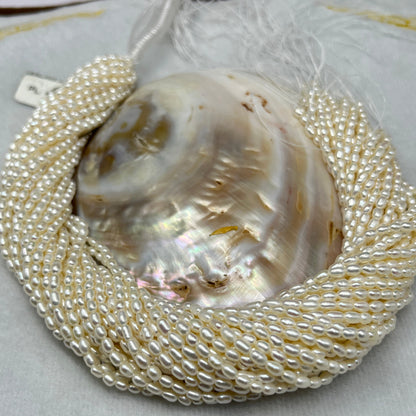 Fresh Water Pearl White Color, Rice Shape, AAA Luster Pearl, 3 MM Size