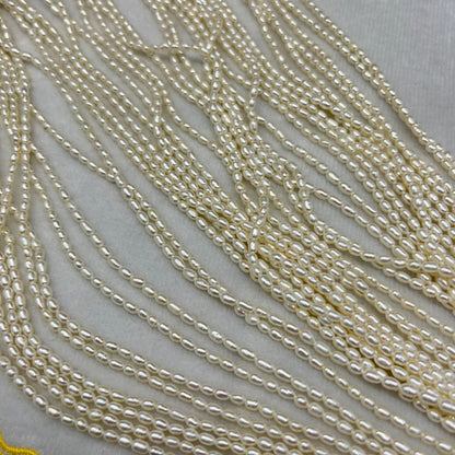 Fresh Water Pearl White Color, Rice Shape, AAA Luster Pearl, 3 MM Size