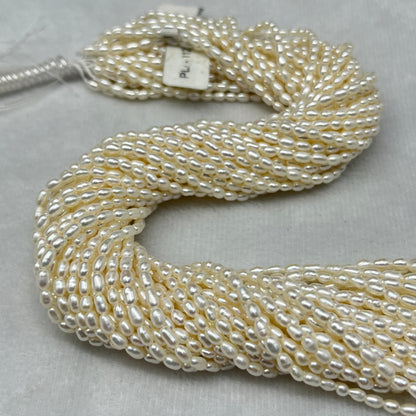 Fresh Water Pearl White Color, Rice Shape, AAA Luster Pearl, 3 MM Size