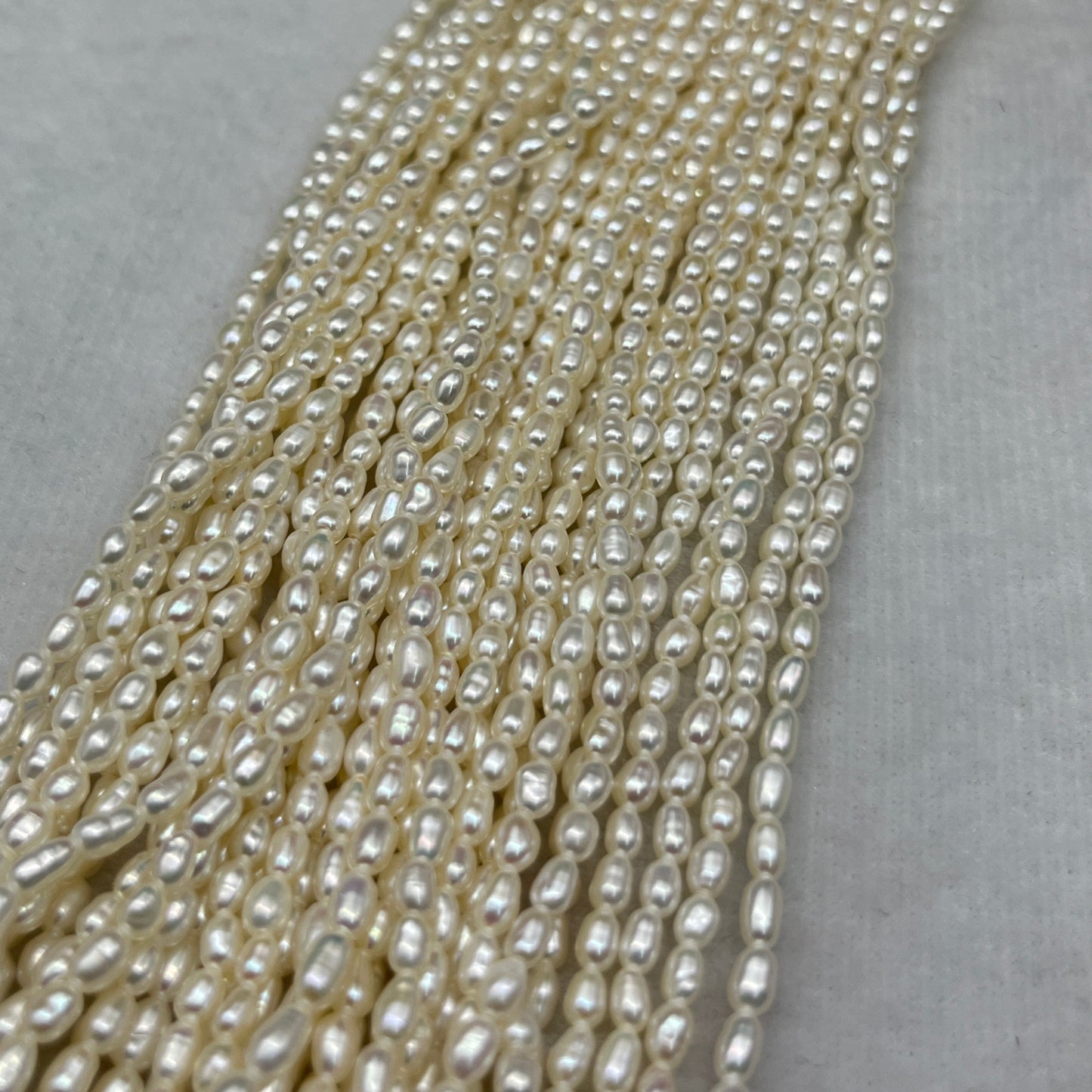 Fresh Water Pearl White Color, Rice Shape, AAA Luster Pearl, 3 MM Size