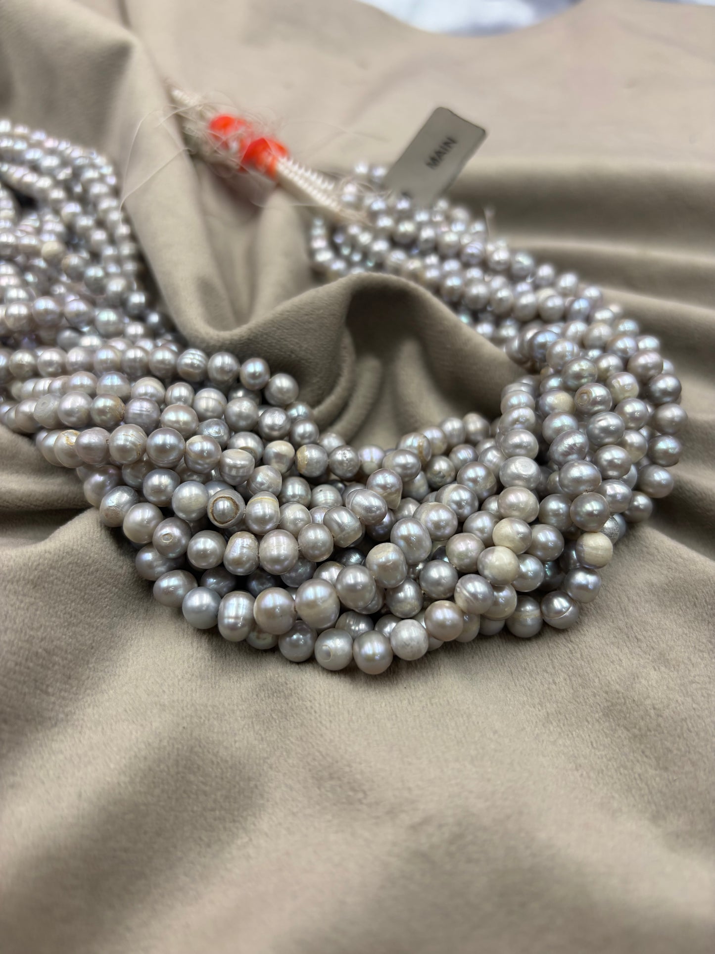 Freshwater Pearl , Grey Color, Potato Shape, 6-6.5m Size